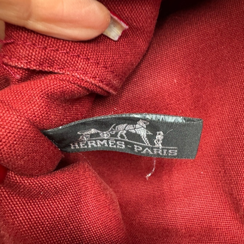 Hermès Fourre Tout GM Canvas Tote Red Burgundy Authentic - Picture 12 of 14